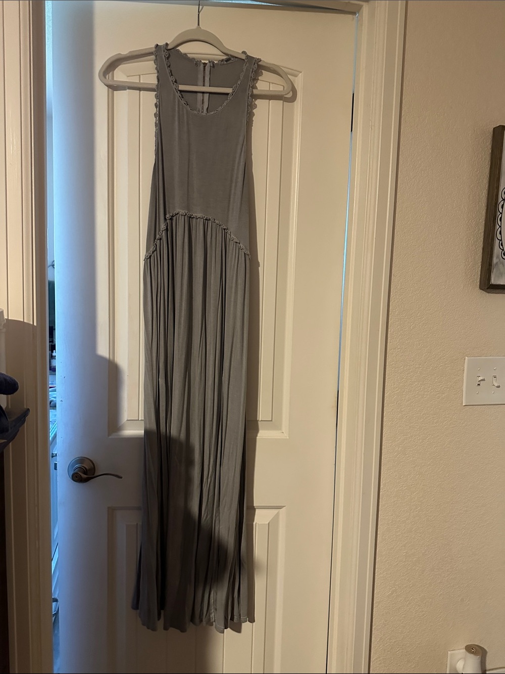POL Sleeveless Grey Maxi Dress with Lace Trim